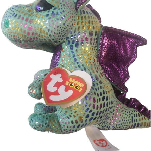 NEW Ty Beanie Boos CINDER Sparkly Flying DRAGON Drake 6" Goth, Medieval - Picture 4 of 6